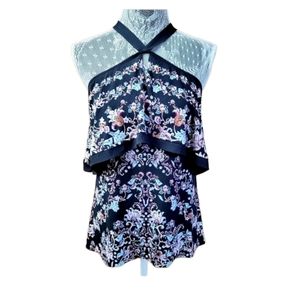 White House Black Market Floral Halter Top XS